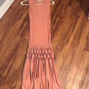 Blush sweater dress with pleated bottom